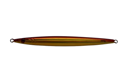 300g lead fish lure featuring holographic finish and realistic 3D red eyes